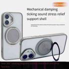 For iPhone 16 Plus Semi-Transparent 360 Rotation Holder MagSafe Phone Case(Grey) - 3