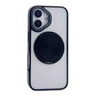 For iPhone 16 Semi-Transparent 360 Rotation Holder MagSafe Phone Case(Black) - 2