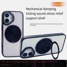 For iPhone 16 Semi-Transparent 360 Rotation Holder MagSafe Phone Case(Black) - 3