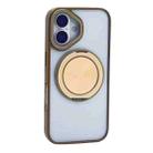 For iPhone 16 Semi-Transparent 360 Rotation Holder MagSafe Phone Case(Desert Gold) - 2