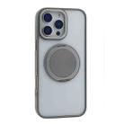For iPhone 15 Plus / 14 Plus Semi-Transparent 360 Rotation Holder MagSafe Phone Case(Grey) - 2