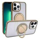 For iPhone 13 Pro Max Semi-Transparent 360 Rotation Holder MagSafe Phone Case(Desert Gold) - 1