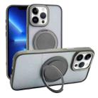 For iPhone 13 Pro Semi-Transparent 360 Rotation Holder MagSafe Phone Case(Grey) - 1