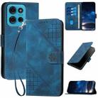 For Motorola Moto G75 5G Grid Butterfly Embossed Pattern Leather Phone Case with Lanyard(Dark Blue) - 1