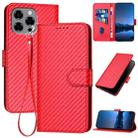 For Doogee Note 58 / Note 58 Pro YX0070 Carbon Fiber Buckle Leather Phone Case with Lanyard(Red) - 1