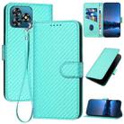 For Oukitel C53 YX0070 Carbon Fiber Buckle Leather Phone Case with Lanyard(Light Blue) - 1