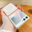 For Samsung Galaxy Z Flip6 Contrast Color Gradient Transparent MagSafe Phone Case(Fluorescent Green + Light Pink) - 1