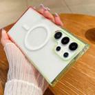 For Samsung Galaxy S22 Ultra 5G Contrast Color Gradient Transparent MagSafe Phone Case(Fluorescent Green + Light Pink) - 1