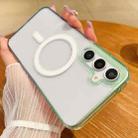 For Samsung Galaxy S25 5G Contrast Color Gradient Transparent MagSafe Phone Case(Green + Blue) - 1