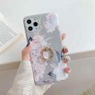 For iPhone 12 mini Laser Flowers Pattern TPU Protective Case with Ring Holder(Grey Background Watercolor Pink Flowers) - 1