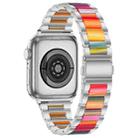 For Apple Watch 42 / 44 / 45 / 46 / 49mm xDfind Three Beads Metal Resin Watch Band(Silver Rainbow) - 2