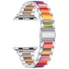 For Apple Watch 42 / 44 / 45 / 46 / 49mm xDfind Three Beads Metal Resin Watch Band(Silver Rainbow) - 3