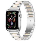 For Apple Watch 42 / 44 / 45 / 46 / 49mm xDfind Three Beads Metal Resin Watch Band(Silver White) - 1