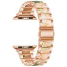 For Apple Watch 42 / 44 / 45 / 46 / 49mm xDfind Three Beads Metal Resin Watch Band(Rose Gold Green) - 3
