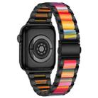 For Apple Watch 42 / 44 / 45 / 46 / 49mm xDfind Three Beads Metal Resin Watch Band(Black Rainbow) - 2