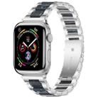 For Apple Watch 38 / 40 / 41 / S10 42mm xDfind Three Beads Metal Resin Watch Band(Silver Blue) - 1