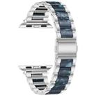 For Apple Watch 38 / 40 / 41 / S10 42mm xDfind Three Beads Metal Resin Watch Band(Silver Blue) - 3