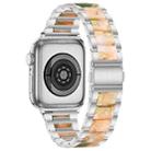 For Apple Watch 38 / 40 / 41 / S10 42mm xDfind Three Beads Metal Resin Watch Band(Silver Green) - 2