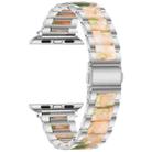 For Apple Watch 38 / 40 / 41 / S10 42mm xDfind Three Beads Metal Resin Watch Band(Silver Green) - 3