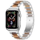 For Apple Watch 38 / 40 / 41 / S10 42mm xDfind Three Beads Metal Resin Watch Band(Silver Brown) - 1