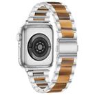 For Apple Watch 38 / 40 / 41 / S10 42mm xDfind Three Beads Metal Resin Watch Band(Silver Brown) - 2