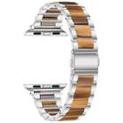 For Apple Watch 38 / 40 / 41 / S10 42mm xDfind Three Beads Metal Resin Watch Band(Silver Brown) - 3