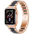 For Apple Watch 38 / 40 / 41 / S10 42mm xDfind Three Beads Metal Resin Watch Band(Rose Gold Blue) - 1