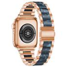 For Apple Watch 38 / 40 / 41 / S10 42mm xDfind Three Beads Metal Resin Watch Band(Rose Gold Blue) - 2