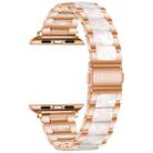 For Apple Watch 38 / 40 / 41 / S10 42mm xDfind Three Beads Metal Resin Watch Band(Rose Gold White) - 3