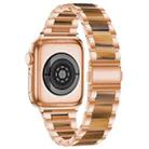 For Apple Watch 38 / 40 / 41 / S10 42mm xDfind Three Beads Metal Resin Watch Band(Rose Gold Brown) - 2