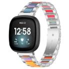 For Fitbit Versa 4 / 3 / Sense 2 / Sense xDfind Three Beads Metal Resin Watch Band(Silver Rainbow) - 1