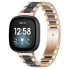 For Fitbit Versa 4 / 3 / Sense 2 / Sense xDfind Three Beads Metal Resin Watch Band(Rose Gold Blue) - 1