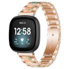 For Fitbit Versa 4 / 3 / Sense 2 / Sense xDfind Three Beads Metal Resin Watch Band(Rose Gold Green) - 1