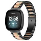 For Fitbit Versa 4 / 3 / Sense 2 / Sense xDfind Three Beads Metal Resin Watch Band(Black Green) - 1