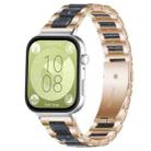 For Huawei Watch Fit4 / Fit4 Pro / Fit3 xDfind Three Beads Metal Resin Watch Band(Rose Gold Blue) - 1