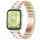 For Huawei Watch Fit4 / Fit4 Pro / Fit3 xDfind Three Beads Metal Resin Watch Band(Rose Gold White) - 1