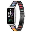 For Huawei Band 10 / 9 / 8 xDfind Three Beads Metal Resin Watch Band(Black Rainbow) - 1