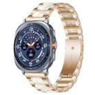 For Samsung Galaxy Watch Ultra/Ultra 2025 xDfind Three Beads Metal Resin Watch Band(Rose Gold White) - 1