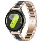 For Samsung Galaxy Watch 7 / 6 / 5 / FE xDfind Three Beads Metal Resin Watch Band(Rose Gold Blue) - 1