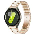 For Samsung Galaxy Watch 7 / 6 / 5 / FE xDfind Three Beads Metal Resin Watch Band(Rose Gold White) - 1