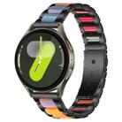 For Samsung Galaxy Watch 7 / 6 / 5 / FE xDfind Three Beads Metal Resin Watch Band(Black Rainbow) - 1