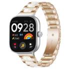 For Xiaomi Smart Band 9 Pro/8 Pro/Redmi Watch 5/4 xDfind Three Beads Metal Resin Watch Band(Rose Gold White) - 1