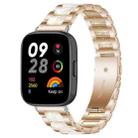 For Redmi Watch 3 xDfind Three Beads Metal Resin Watch Band(Rose Gold White) - 1