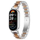 For Xiaomi Smart Band 10 / 9 / 8 xDfind Three Beads Metal Resin Watch Band(Silver Brown) - 1
