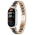 For Xiaomi Smart Band 10 / 9 / 8 xDfind Three Beads Metal Resin Watch Band(Rose Gold Blue) - 1