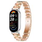 For Xiaomi Smart Band 10 / 9 / 8 xDfind Three Beads Metal Resin Watch Band(Rose Gold Green) - 1