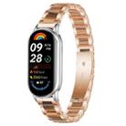 For Xiaomi Smart Band 10 / 9 / 8 xDfind Three Beads Metal Resin Watch Band(Rose Gold Brown) - 1