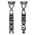 22mm xDfind X-Shaped Single Row Diamond Metal Watch Band(Black) - 3
