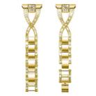 22mm xDfind X-Shaped Single Row Diamond Metal Watch Band(Gold) - 3