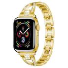 For Apple Watch 42 / 44 / 45 / 46 / 49mm xDfind X-Shaped Single Row Diamond Metal Watch Band(Gold) - 1